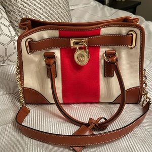 Michael Kors leather trim handbag